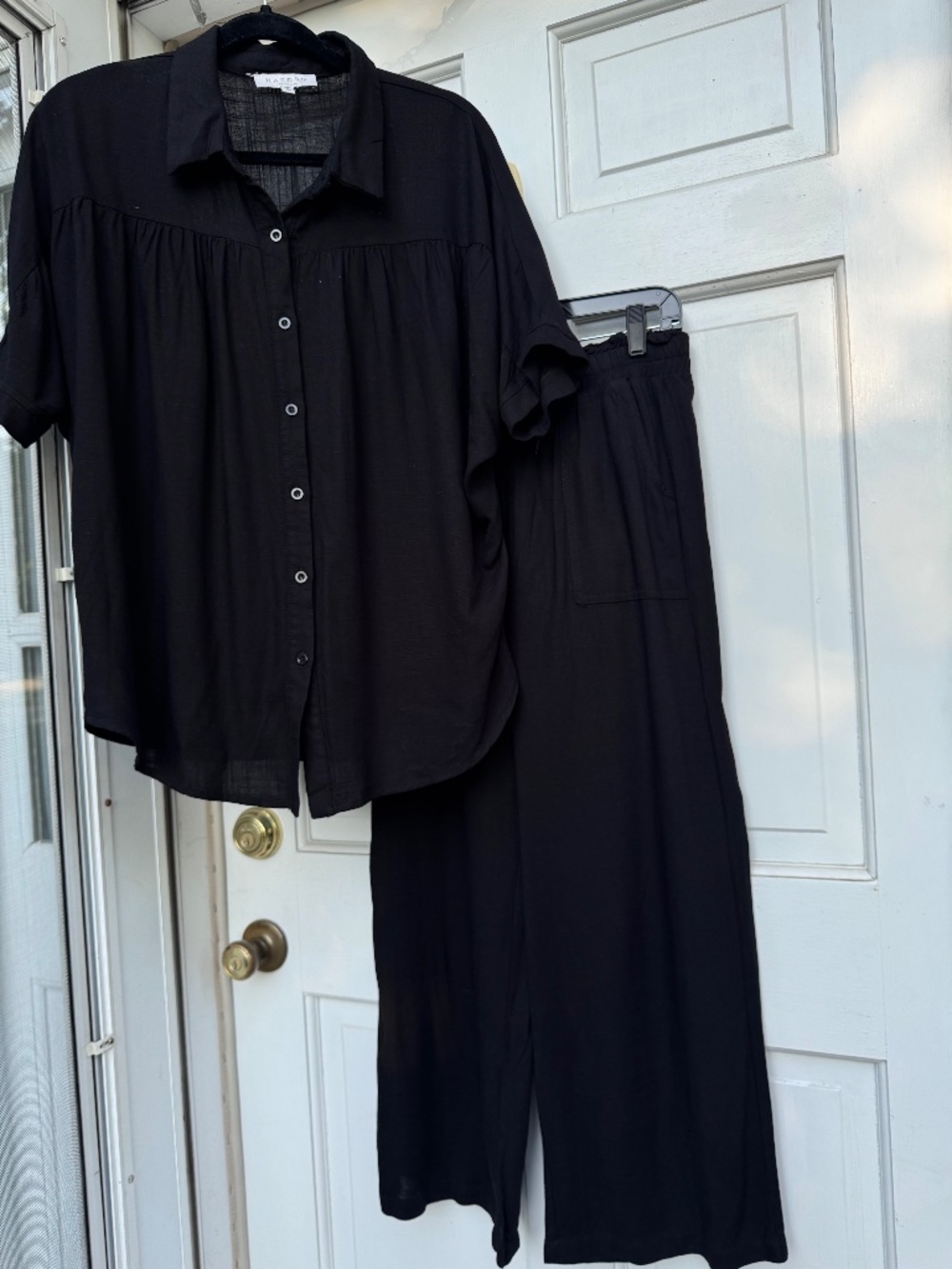 Hayden LA Black Linen-Blend Two-Piece Set Small